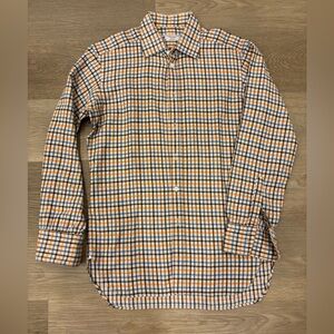 TURNBALL & ASSER Men's Orange and Blue Checkered Shirt‎